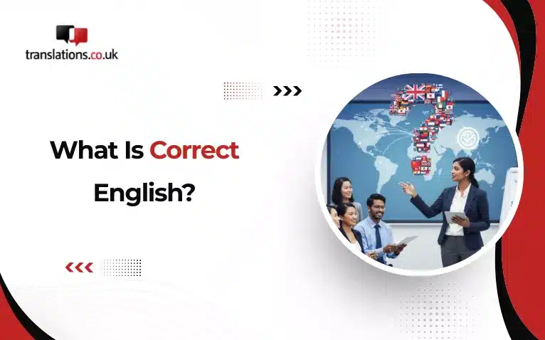 Banner showing expert explaining what is correct English