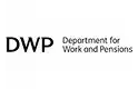 Department for Work and Pensions logo featuring the acronym "DWP" followed by the full department name.
