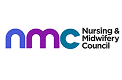 Nursing & Midwifery Council (NMC) logo featuring the letters "nmc" in purple next to the full organization name.