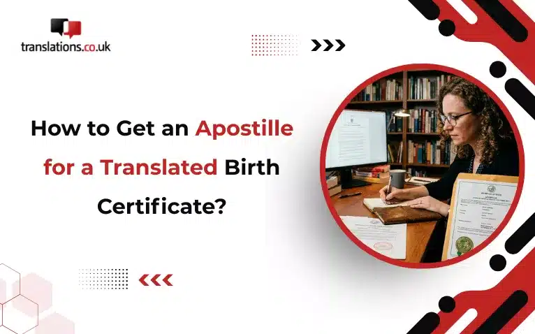 Woman reviewing documents for an apostille birth certificate translation