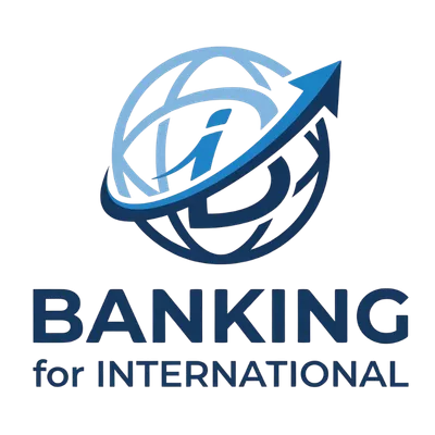 Digital banking interface showing international financial services, including account balances, transactions, and mobile banking features