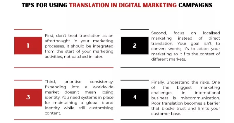 Four essential tips on using translation for global marketing campaigns effectively<br />
