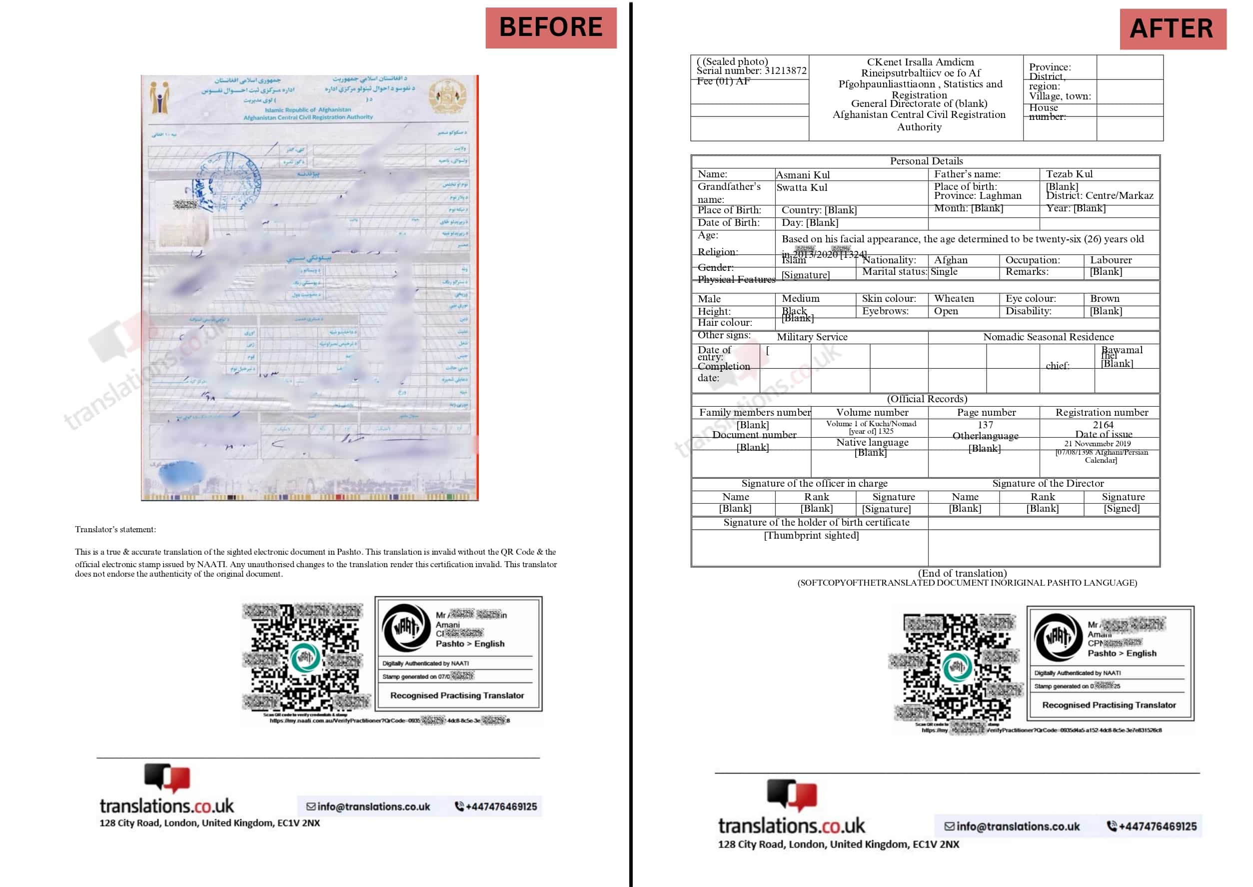 Pashto → English, NAATI Certified Pashto → English, NAATI Certified<br />